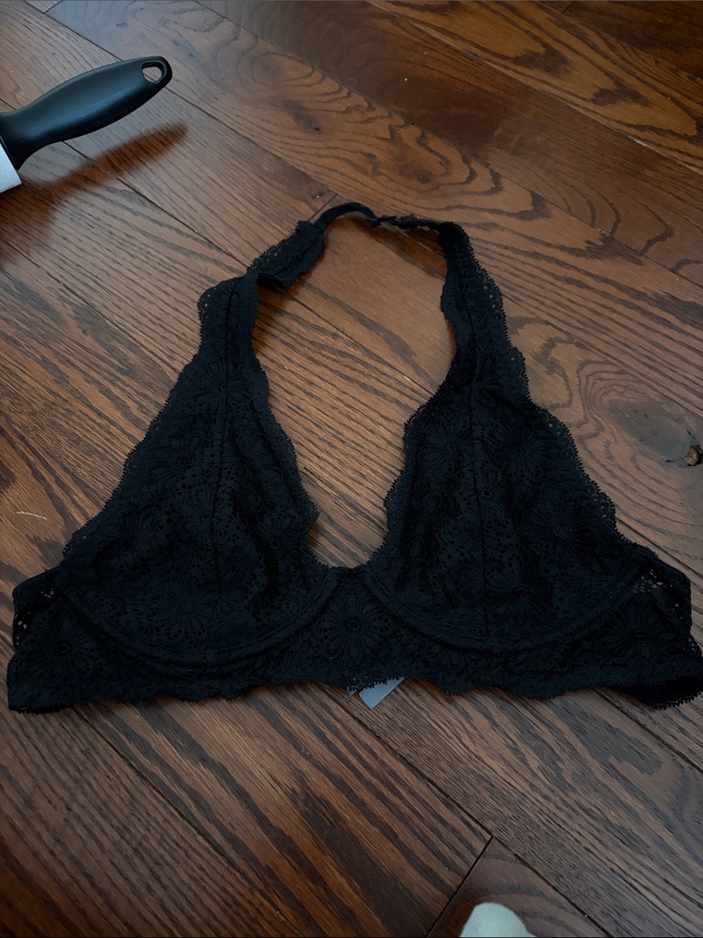 aerie Black Lace Halter Bralette
